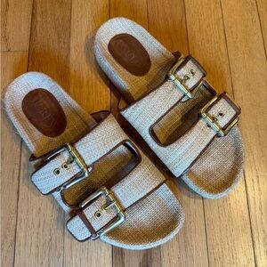 J. Crew two-strap raffia “Marlow” Sandals
